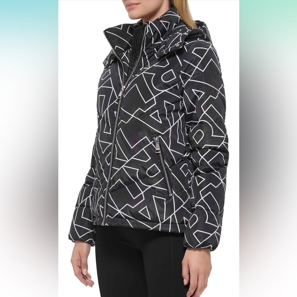 KARL LAGERFELD PARIS Logo Hooded Down Puffer Jacket XS - Picture 4 of 4